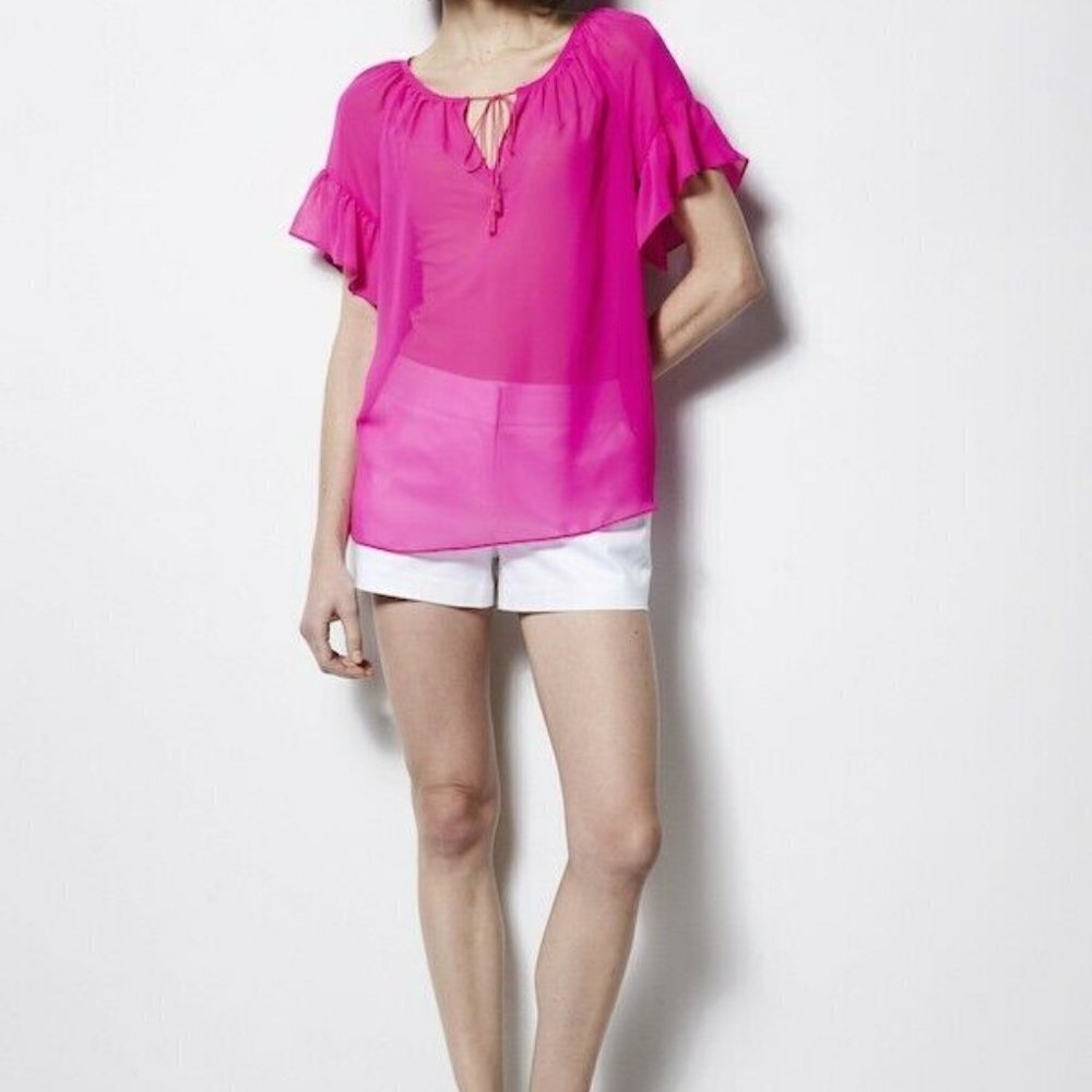 Milly x Design Nation Short Sleeve Ruffle‎ Top 780
